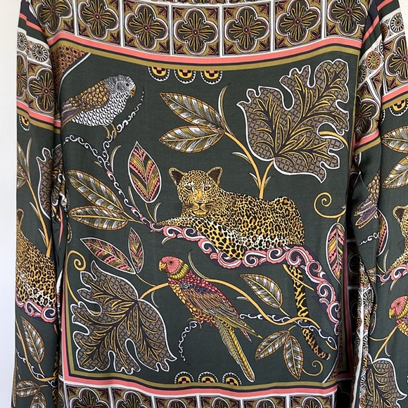 J.Crew Ornate Jungle Print Boat Neck Drapey Top - Picture 2 of 6